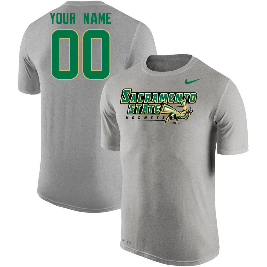 Custom Sacramneto State Hornets Name And Number Tshirts-Grey